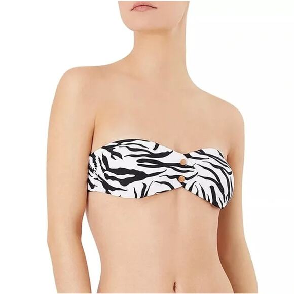 Onia Womens Allegra Bandeau Bikini Small White Black Zebra Print NWOT - Picture 1 of 7